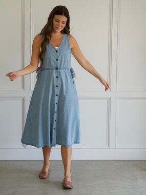 Neuflora Harpswell Chambray Midi Dress Sz Medium